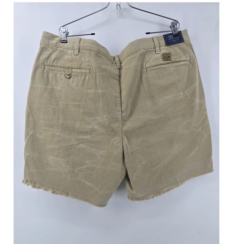 Polo Ralph Lauren Shorts Mens 42 Beige Sauger Chino Straight Fit Raw Hem
